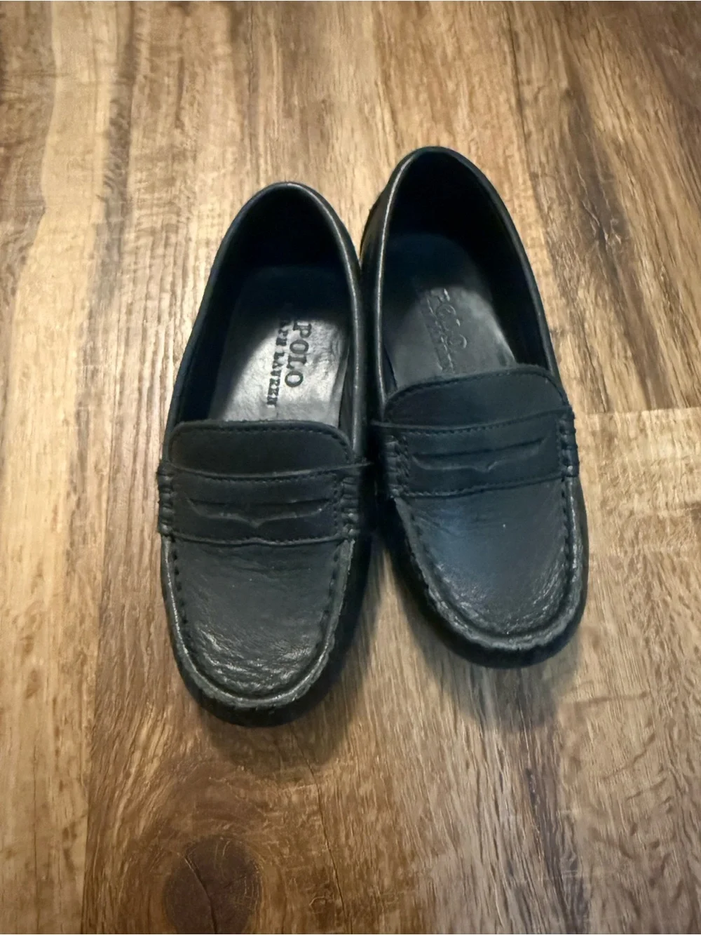 Polo by Ralph Lauren Black Kids Leather Penny Loafers
